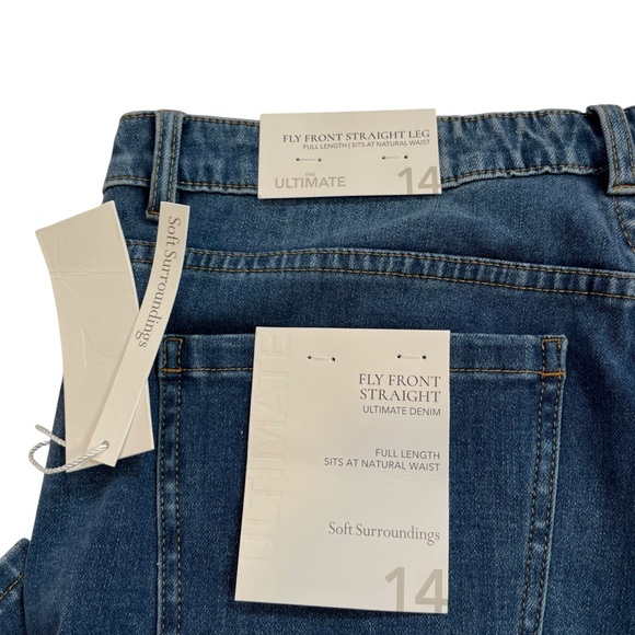 Soft Surroundings NWT Women’s Fly Front Straight Ultimate Denim Jeans Size‎ 14 - Picture 5 of 10